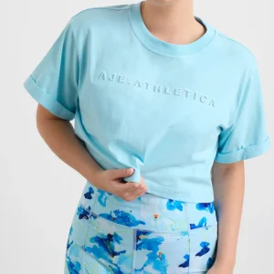 Sale Aje ATHLETICA Embossed Crop Tee 105 Ice Blue/White