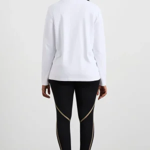 Shop Aje ATHLETICA Embossed Logo Long Sleeve T-Shirt 127 White Soft Khaki