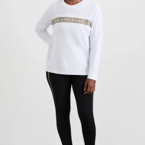 Shop Aje ATHLETICA Embossed Logo Long Sleeve T-Shirt 127 White Soft Khaki