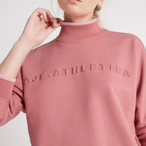 Best Sale Aje ATHLETICA Embossed Signature Logo Funnel Neck Jumper 412 Rose Pink/Rose Quartz