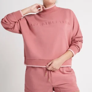 Best Sale Aje ATHLETICA Embossed Signature Logo Funnel Neck Jumper 412 Rose Pink/Rose Quartz