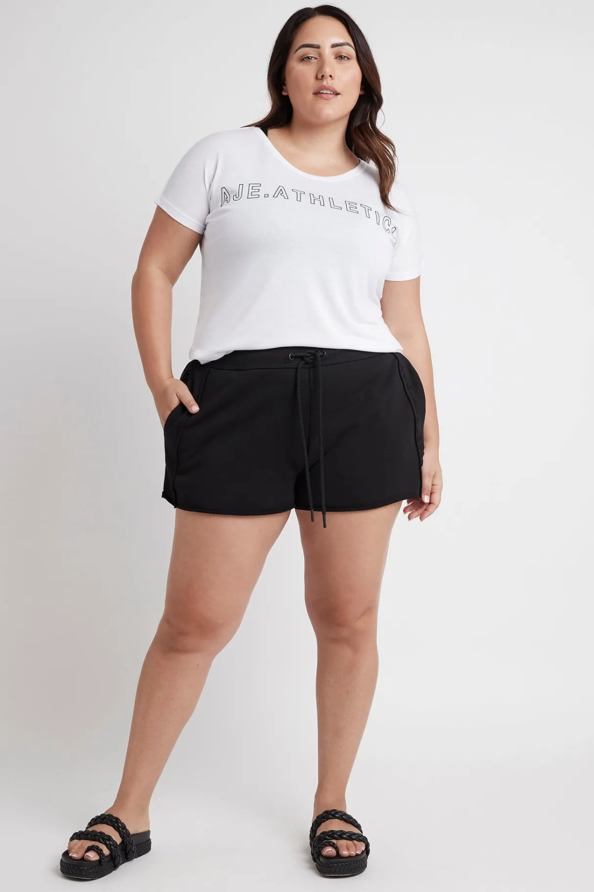 embossed_signature_logo_sweat_shorts__15.webp Online Aje ATHLETICA Embossed Signature Logo Sweat Shorts 603 Black/Black