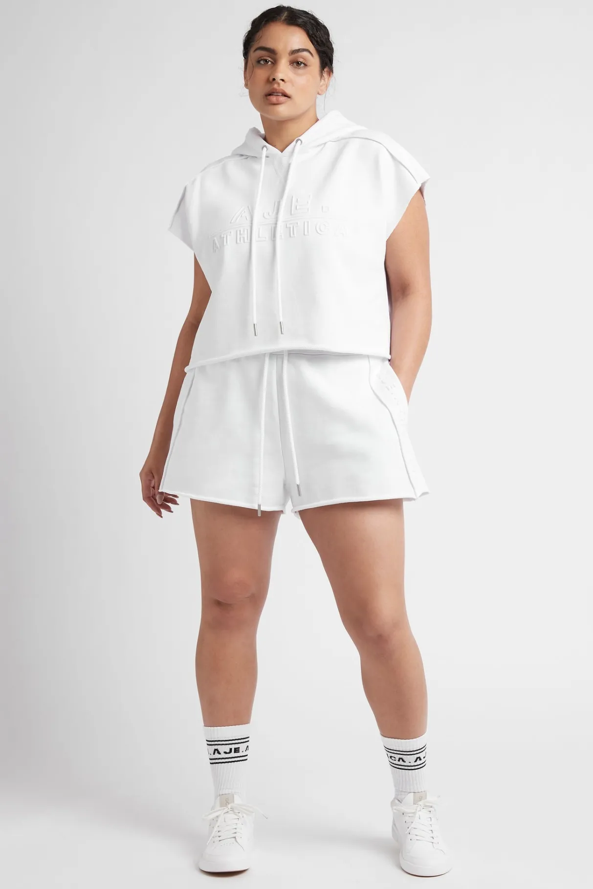 embossed_signature_logo_sweat_shorts__16-2.webp Cheap Aje ATHLETICA Embossed Signature Logo Sweat Shorts 603 White
