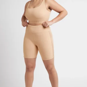 Best Sale Aje ATHLETICA Essential Mid Length Bike Shorts 601 Sand