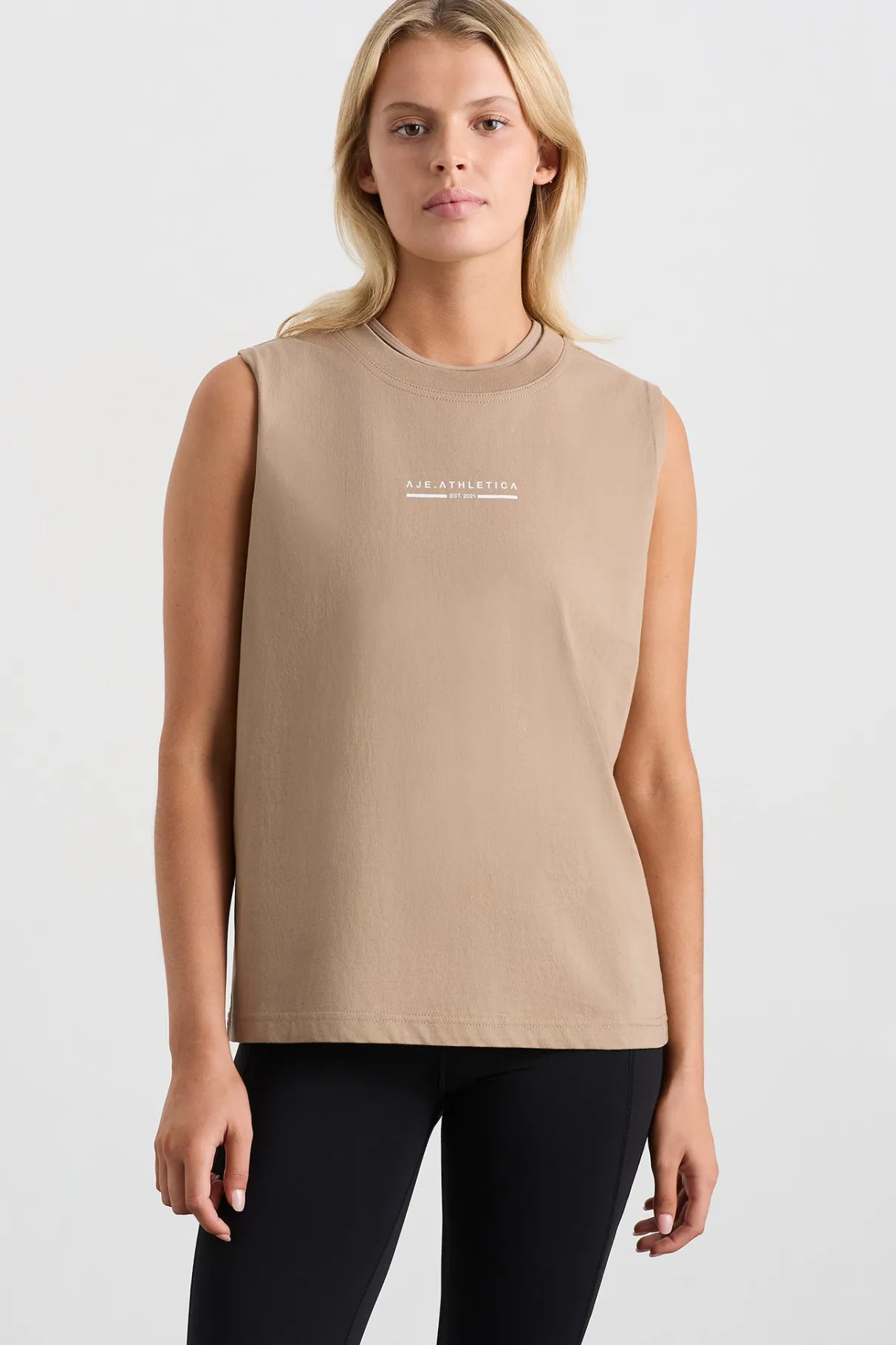 established_logo_long_tank__0.webp Flash Sale Aje ATHLETICA Established Logo Long Tank 155 Dune