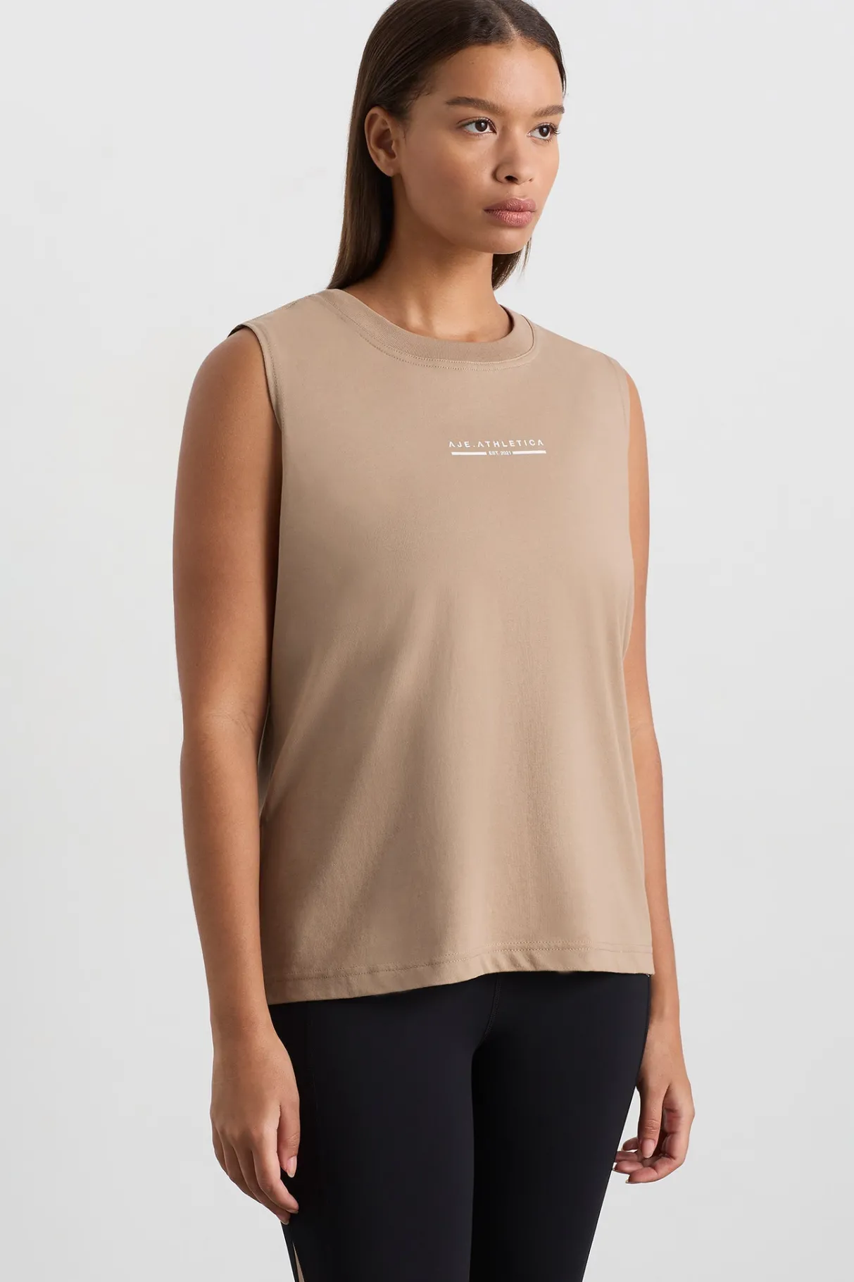 established_logo_long_tank__5.webp Flash Sale Aje ATHLETICA Established Logo Long Tank 155 Dune
