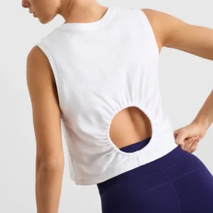 Sale Aje ATHLETICA Gathered Keyhole Crop Tank 145 White Navy