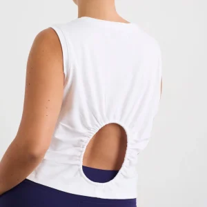 Sale Aje ATHLETICA Gathered Keyhole Crop Tank 145 White Navy
