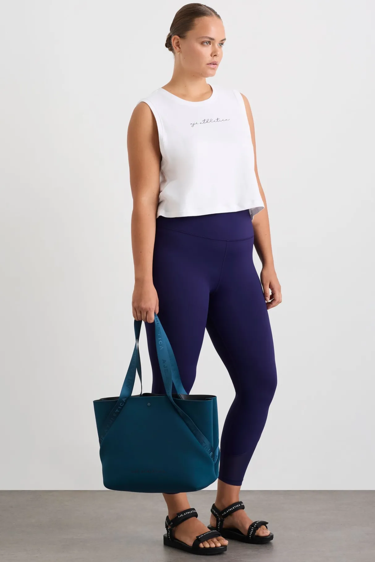 gathered_keyhole_crop_tank__12.webp Sale Aje ATHLETICA Gathered Keyhole Crop Tank 145 White Navy