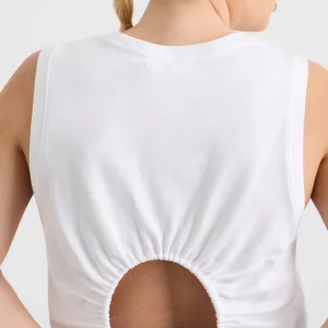 Sale Aje ATHLETICA Gathered Keyhole Crop Tank 145 White Navy