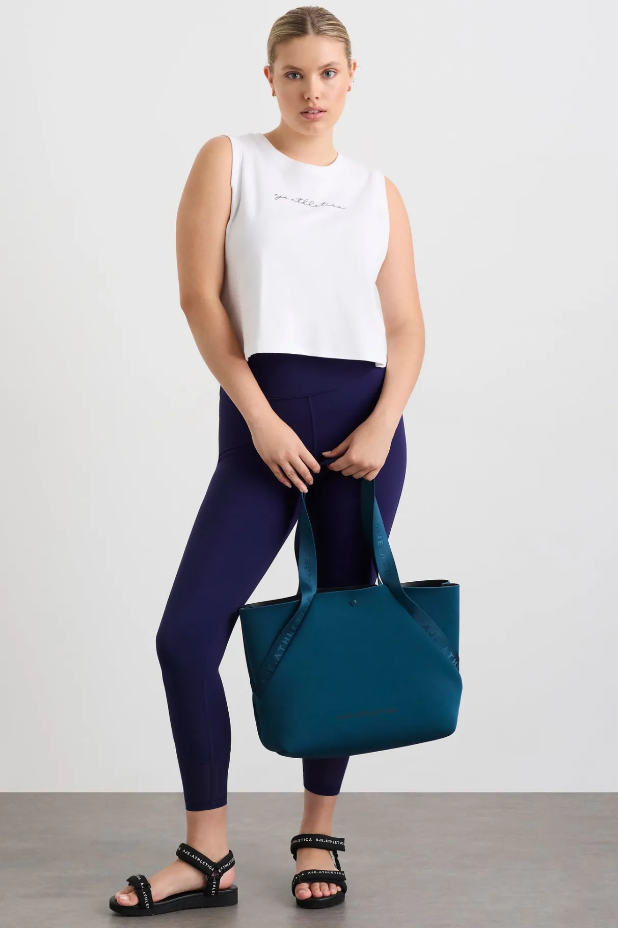 gathered_keyhole_crop_tank__7.webp Sale Aje ATHLETICA Gathered Keyhole Crop Tank 145 White Navy