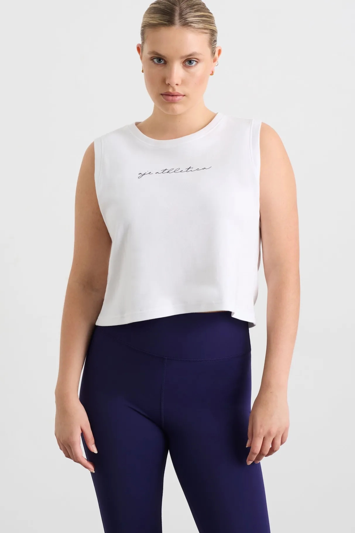 gathered_keyhole_crop_tank__9.webp Sale Aje ATHLETICA Gathered Keyhole Crop Tank 145 White Navy