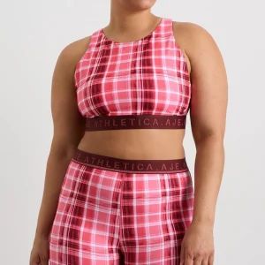 Best Aje ATHLETICA High Neck Sports Bra 374 Blurred Pink Check