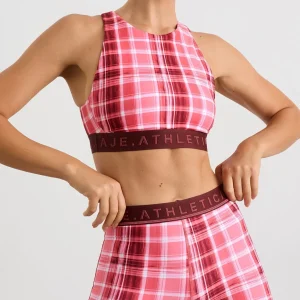 Best Aje ATHLETICA High Neck Sports Bra 374 Blurred Pink Check