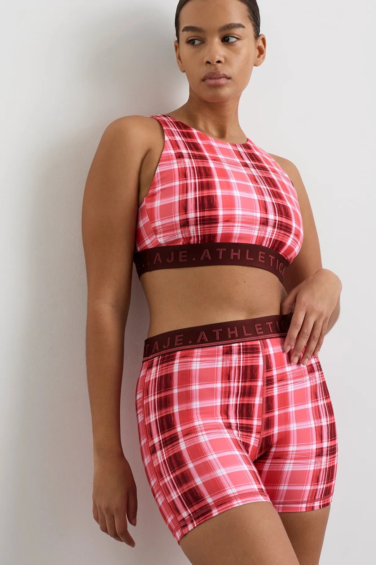 high_neck_sports_bra__9-1.webp Best Aje ATHLETICA High Neck Sports Bra 374 Blurred Pink Check