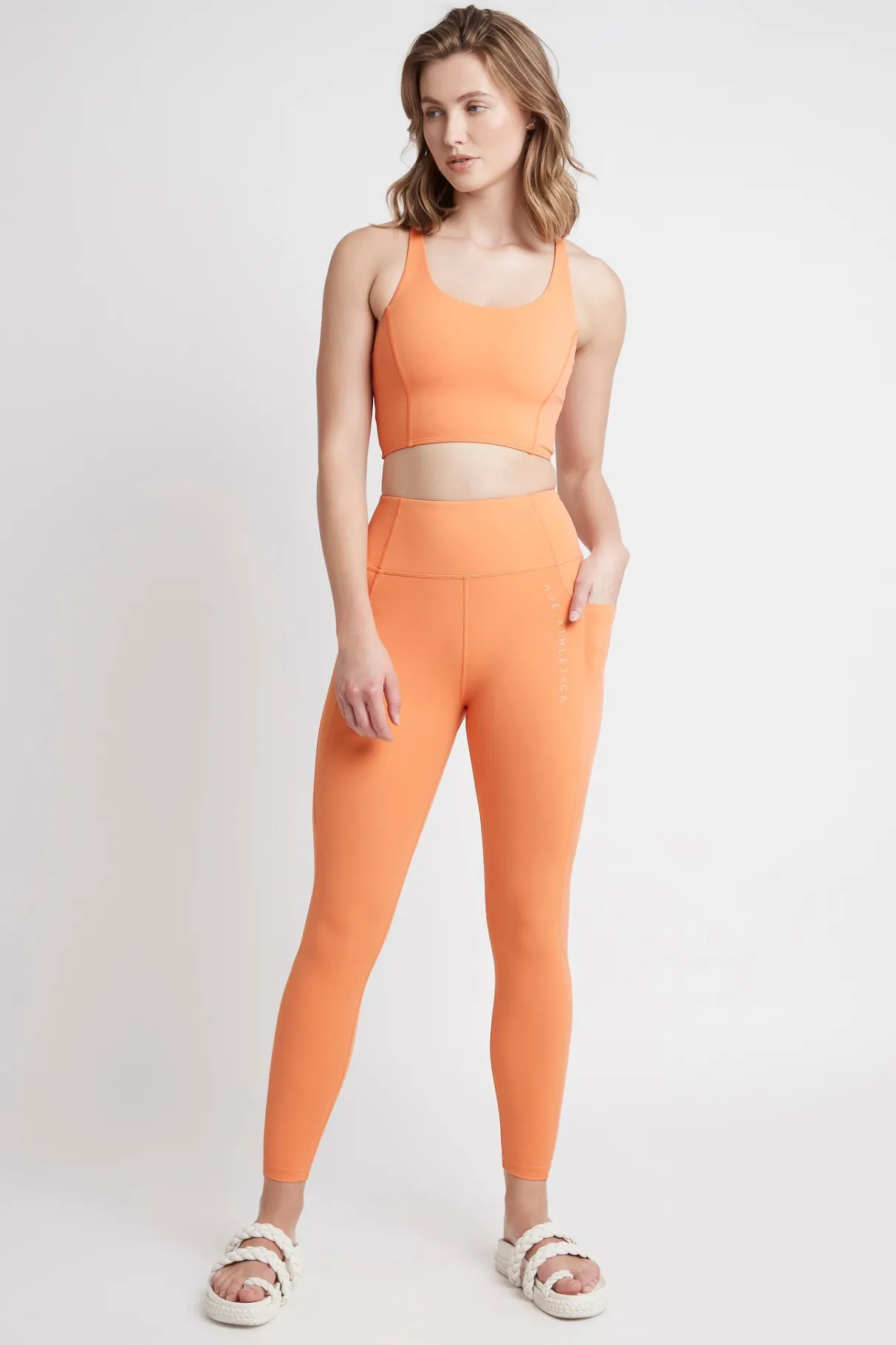 high_rise__logo_legging__0.webp Best Aje ATHLETICA High Rise 7/8 Logo Legging 203 Tangerine Orange-Sand