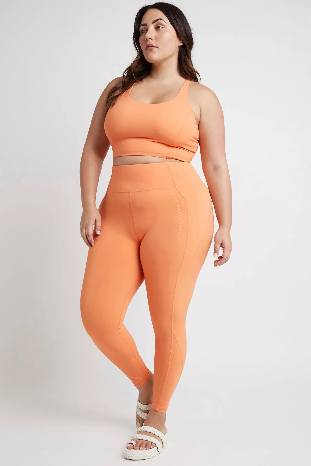 high_rise__logo_legging__10.webp Best Aje ATHLETICA High Rise 7/8 Logo Legging 203 Tangerine Orange-Sand