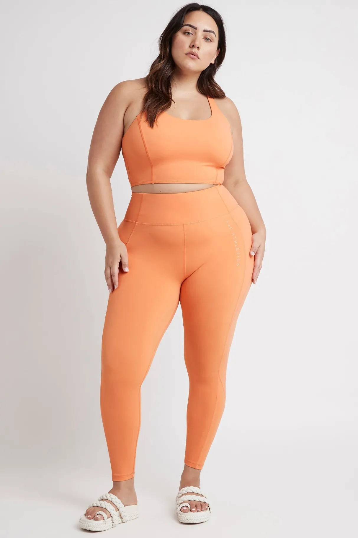 high_rise__logo_legging__9.webp Best Aje ATHLETICA High Rise 7/8 Logo Legging 203 Tangerine Orange-Sand