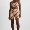 Online Aje ATHLETICA High Rise Bike Shorts 607 Blurred Tan Check
