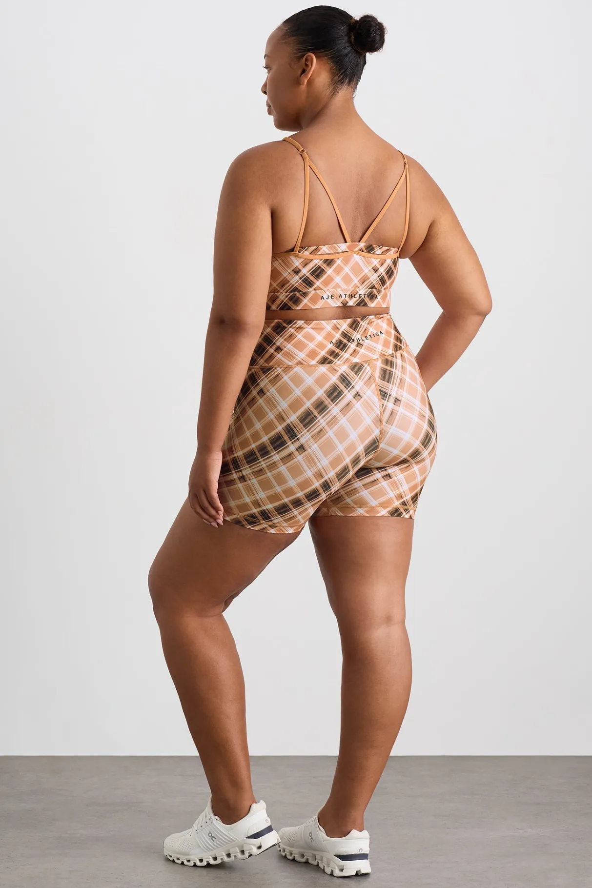 high_rise_bike_shorts__13-4.webp Online Aje ATHLETICA High Rise Bike Shorts 607 Blurred Tan Check