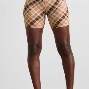 Online Aje ATHLETICA High Rise Bike Shorts 607 Blurred Tan Check