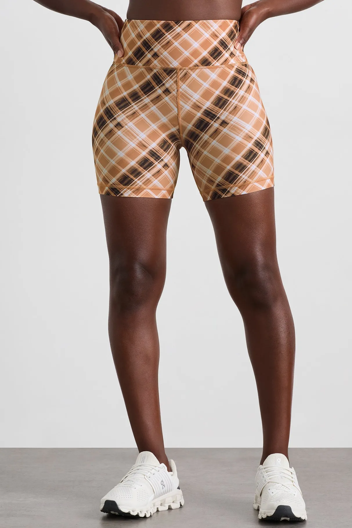 high_rise_bike_shorts__2-4.webp Online Aje ATHLETICA High Rise Bike Shorts 607 Blurred Tan Check