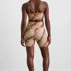 Online Aje ATHLETICA High Rise Bike Shorts 607 Blurred Tan Check