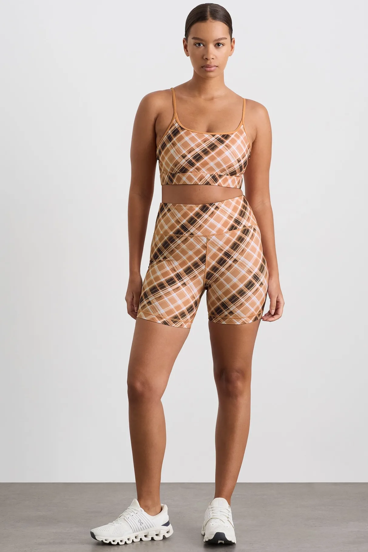 high_rise_bike_shorts__5-4.webp Online Aje ATHLETICA High Rise Bike Shorts 607 Blurred Tan Check