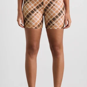 Online Aje ATHLETICA High Rise Bike Shorts 607 Blurred Tan Check