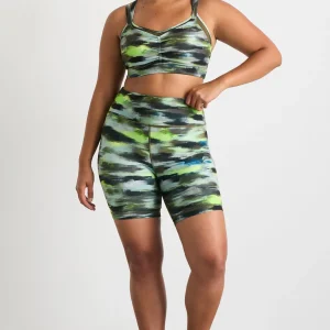 Store Aje ATHLETICA High Rise Bike Shorts 607 Khaki Brushstroke