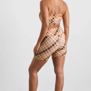 Online Aje ATHLETICA High Rise Bike Shorts 607 Blurred Tan Check