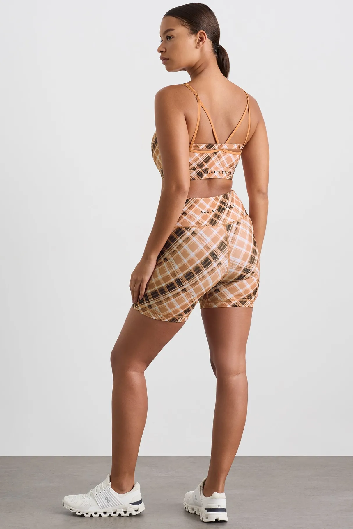 high_rise_bike_shorts__9-4.webp Online Aje ATHLETICA High Rise Bike Shorts 607 Blurred Tan Check