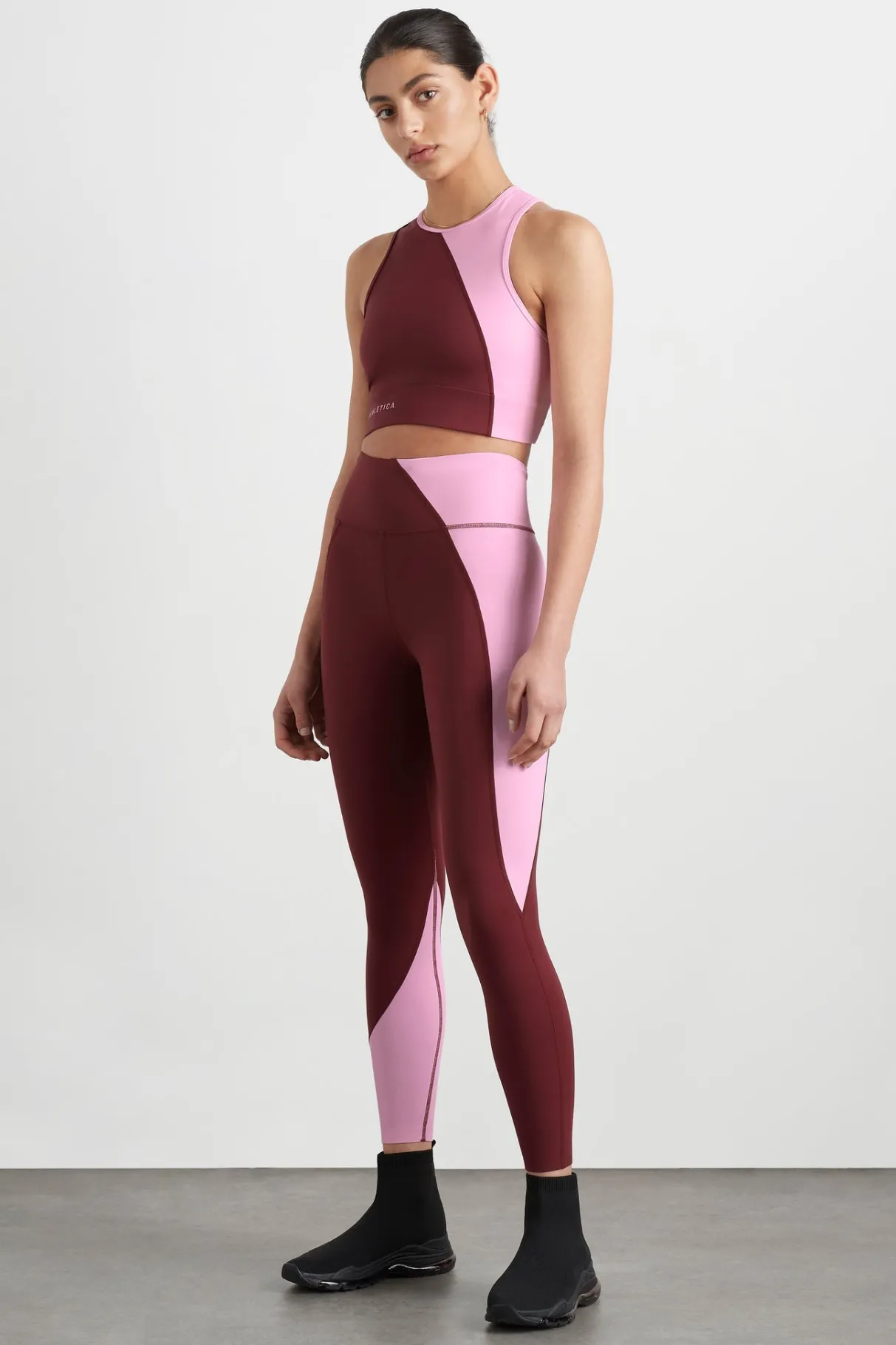 high_rise_colour_block__legging__0.webp Shop Aje ATHLETICA High Rise Colour Block 7/8 Legging 226 Burnt Burgundy/Bonbon Pink