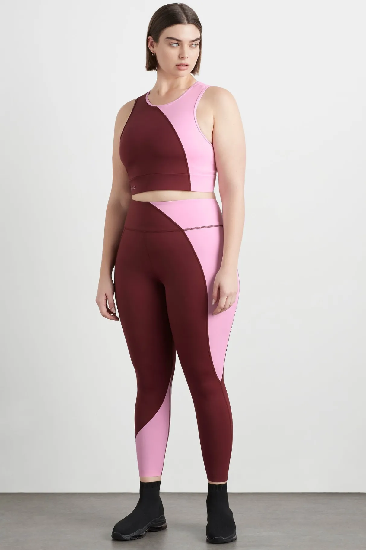 high_rise_colour_block__legging__12.webp Shop Aje ATHLETICA High Rise Colour Block 7/8 Legging 226 Burnt Burgundy/Bonbon Pink
