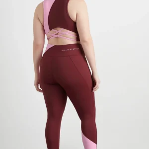 Shop Aje ATHLETICA High Rise Colour Block 7/8 Legging 226 Burnt Burgundy/Bonbon Pink