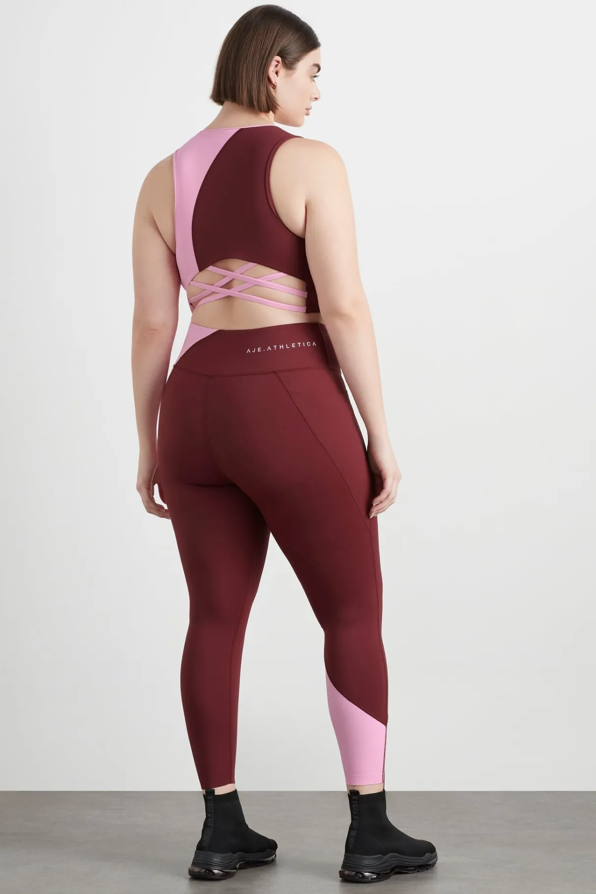 high_rise_colour_block__legging__15.webp Shop Aje ATHLETICA High Rise Colour Block 7/8 Legging 226 Burnt Burgundy/Bonbon Pink