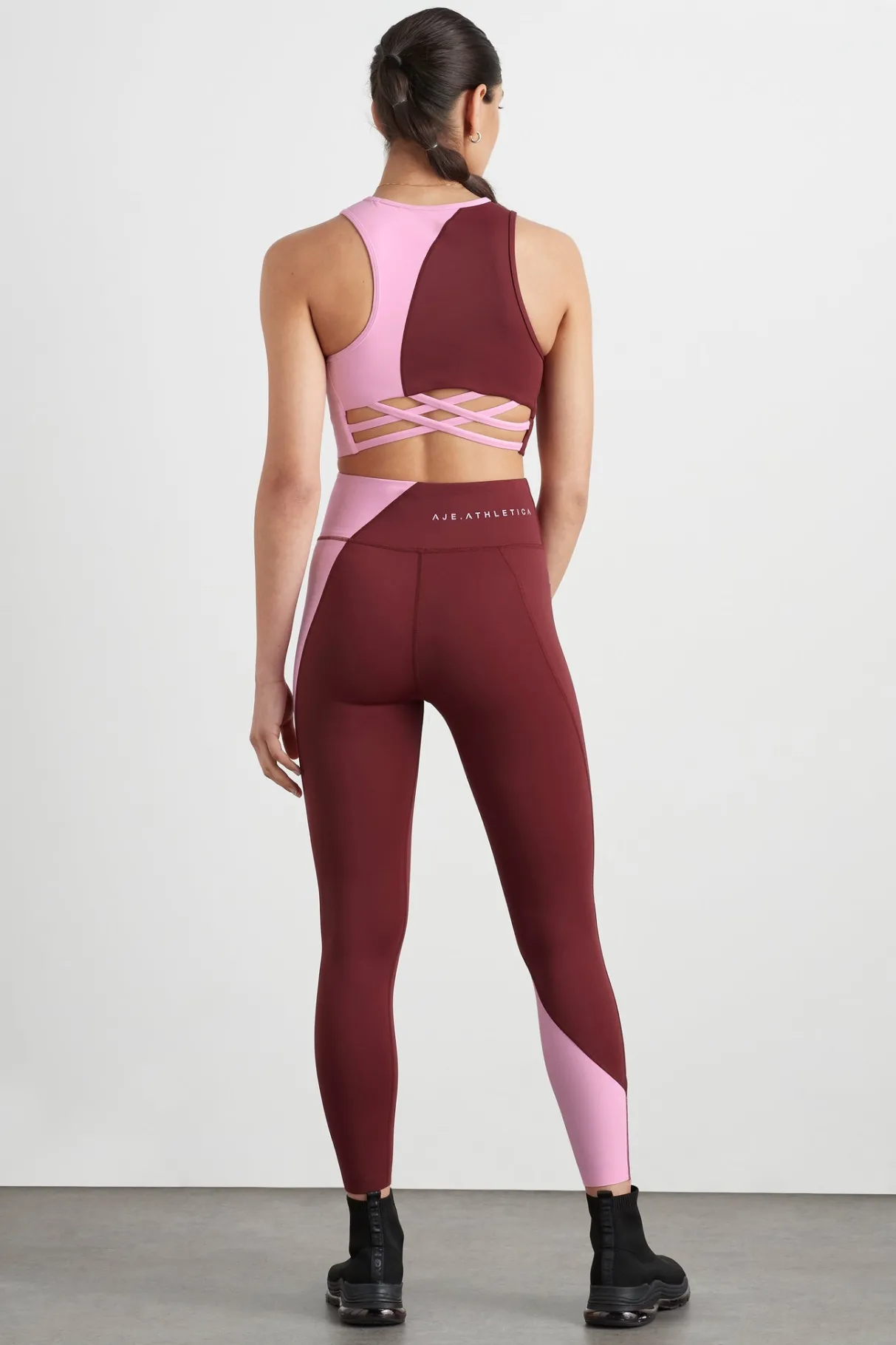 high_rise_colour_block__legging__4.webp Shop Aje ATHLETICA High Rise Colour Block 7/8 Legging 226 Burnt Burgundy/Bonbon Pink