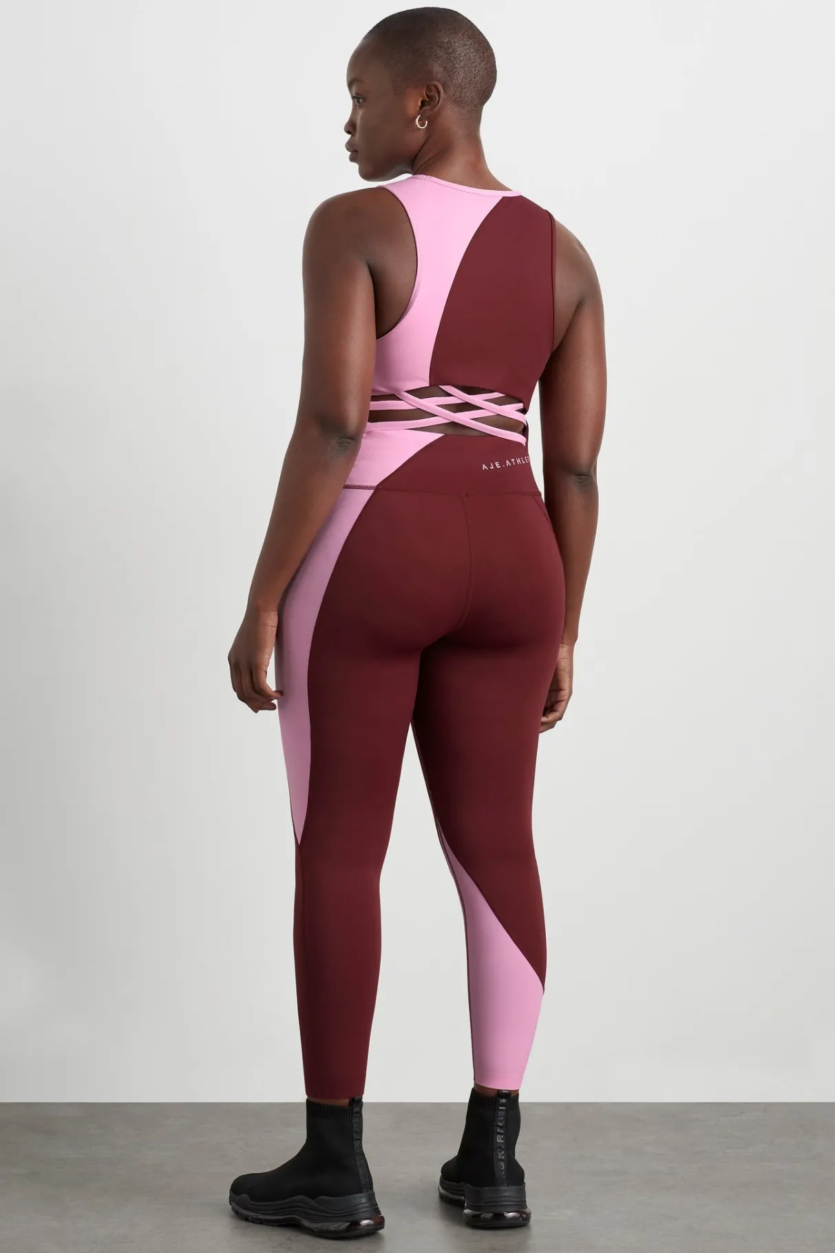 high_rise_colour_block__legging__9.webp Shop Aje ATHLETICA High Rise Colour Block 7/8 Legging 226 Burnt Burgundy/Bonbon Pink