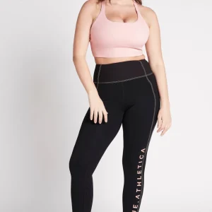 Outlet Aje ATHLETICA High Rise Contrast Stitch Logo Full Length Legging 203 Black/Rose Quartz