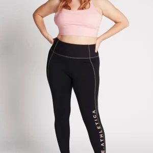 Outlet Aje ATHLETICA High Rise Contrast Stitch Logo Full Length Legging 203 Black/Rose Quartz