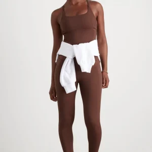 Shop Aje ATHLETICA High Rise Drawstring Full Length Legging 225 Dark Chocolate