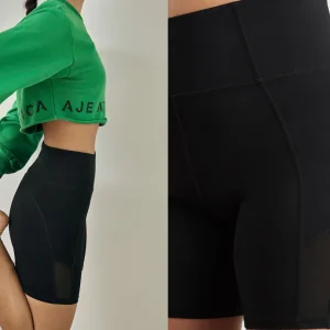 Best Sale Aje ATHLETICA High Rise Mesh Detail Bike Shorts 203 Black