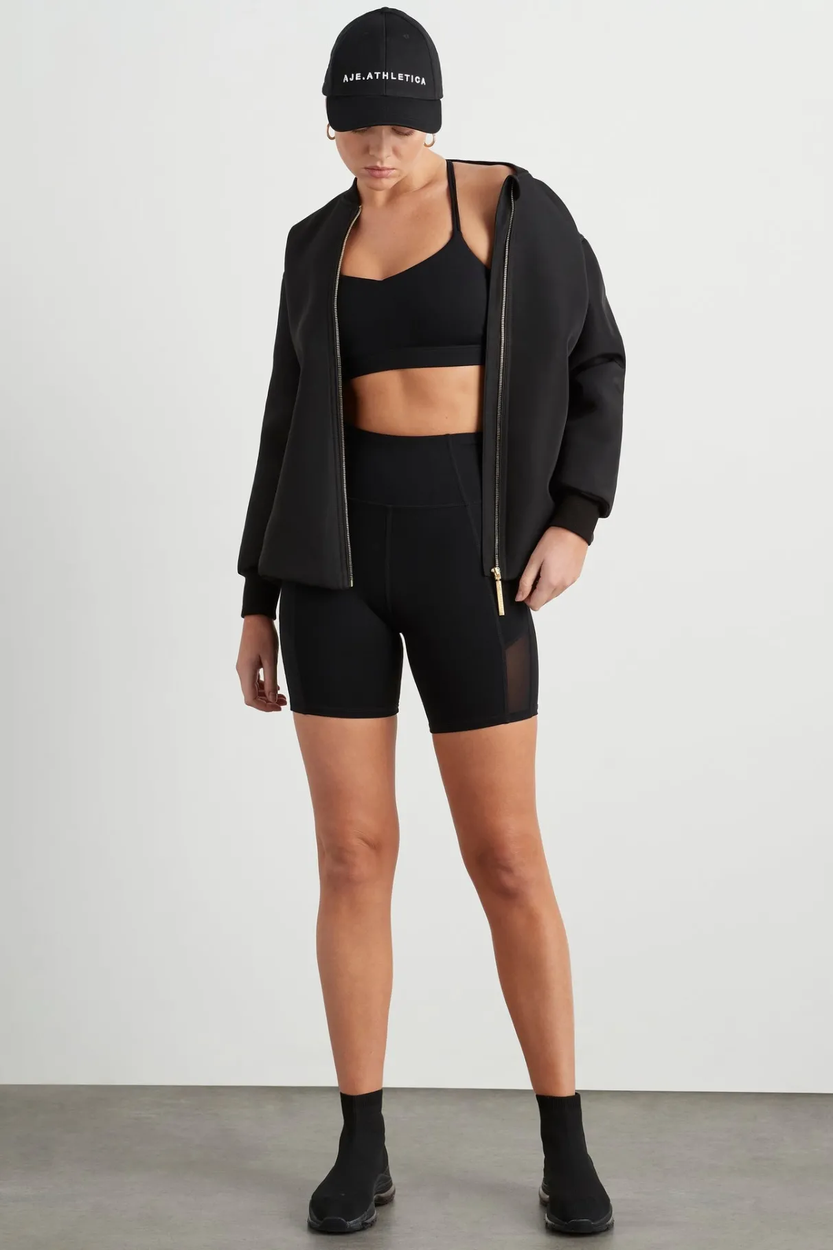 high_rise_mesh_detail_bike_shorts__6.webp Best Sale Aje ATHLETICA High Rise Mesh Detail Bike Shorts 203 Black