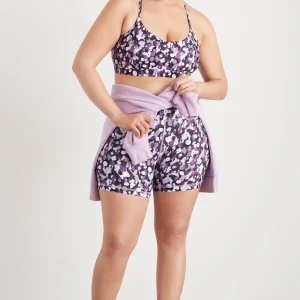 New Aje ATHLETICA High Rise Mid Length Bike Shorts 607 Lavender Painted Freeform