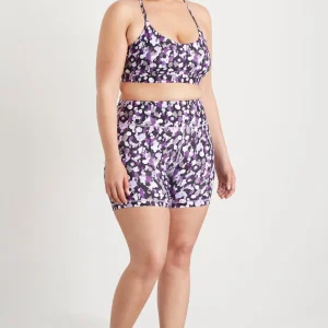 New Aje ATHLETICA High Rise Mid Length Bike Shorts 607 Lavender Painted Freeform