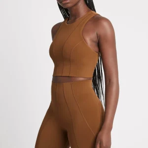 Discount Aje ATHLETICA High Rise Mid Length Embossed Bike Short 615 Coffee/Gold