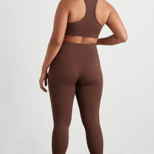 Best Aje ATHLETICA High Rise Perforated Hem Full Length Legging 227 Dark Chocolate