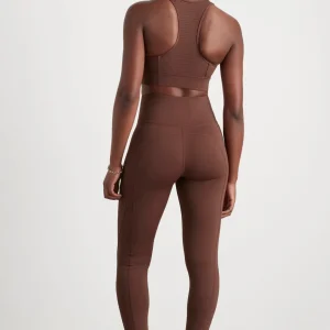 Best Aje ATHLETICA High Rise Perforated Hem Full Length Legging 227 Dark Chocolate