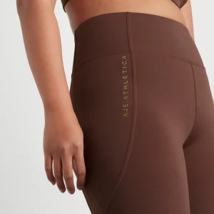 Best Aje ATHLETICA High Rise Perforated Hem Full Length Legging 227 Dark Chocolate