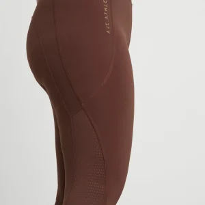 Best Aje ATHLETICA High Rise Perforated Hem Full Length Legging 227 Dark Chocolate